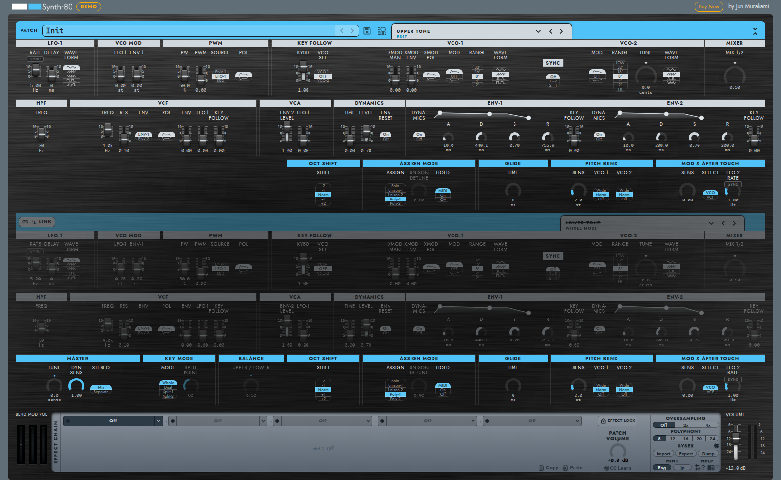 Expanded display of the Tone editor