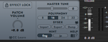 Settings and Master Volume